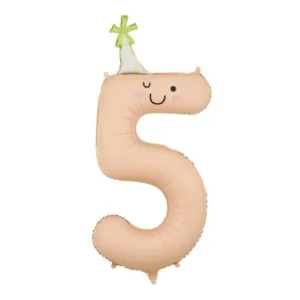 Folieballon met het cijfer "5", 86 cm, perzikkleurig van Partydeco koop je bij Partywinkel