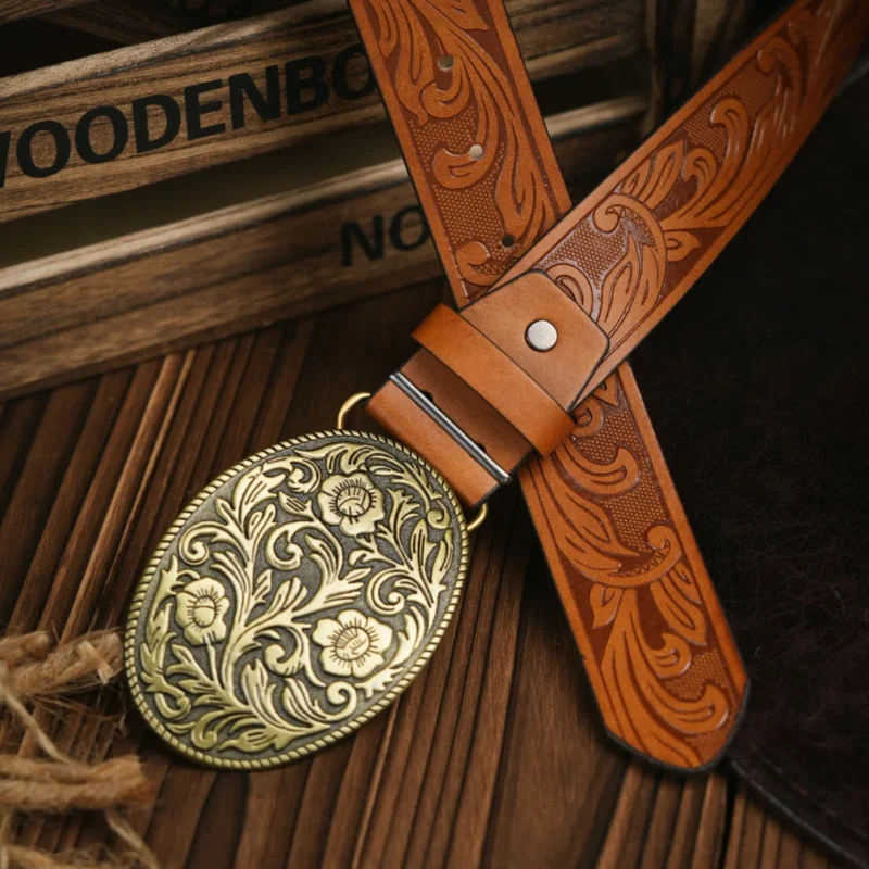 Karnz | Herren-Gürtel im Western-Stil – Veganes Leder mit robuster Metallschnalle