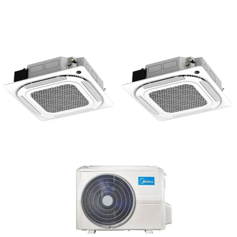 climatizzatore condizionatore a cassetta a 4 vie dual split inverter midea 12_12 con m20 18fn8 q r 32 wi fi optional 12000_12000
