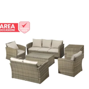 easycomfort area occasioni 2511 easycomfort set da giardino 6 pezzi in rattan con divani poltrone e tavoli contenitore beige