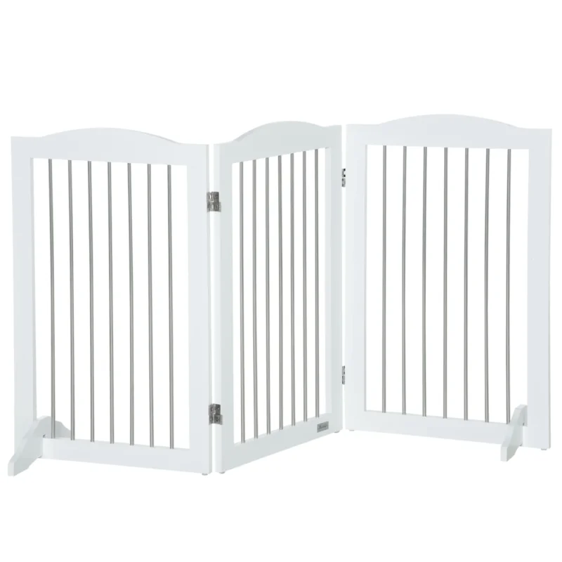 easycomfort easycomfort cancellino per cani pieghevole a 3 pannelli in legno e acciaio 154x30x80 cm bianco