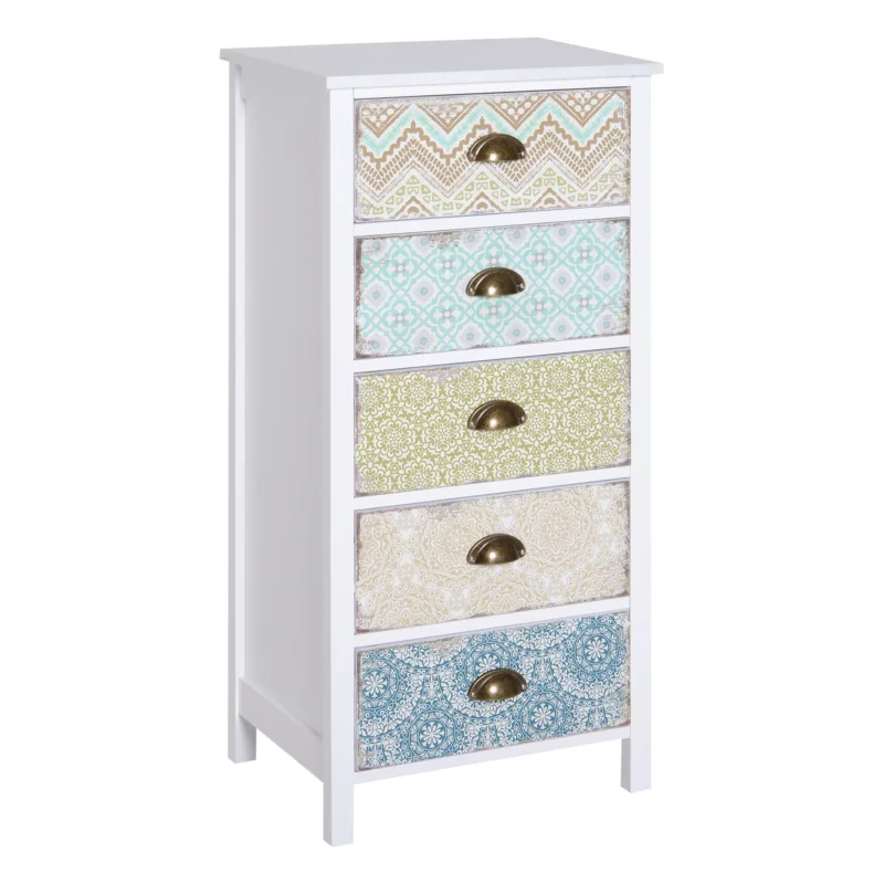 easycomfort easycomfort cassettiera mobiletto vintage con 5 cassetti stile shabby bagno ingresso camera 46 34 97 5cm bianco