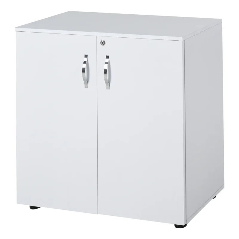 easycomfort easycomfort mobiletto da ufficio multiuso con serratura armadietto per documenti con 2 ante e mensola interna in legno bianco 80x40x80cm