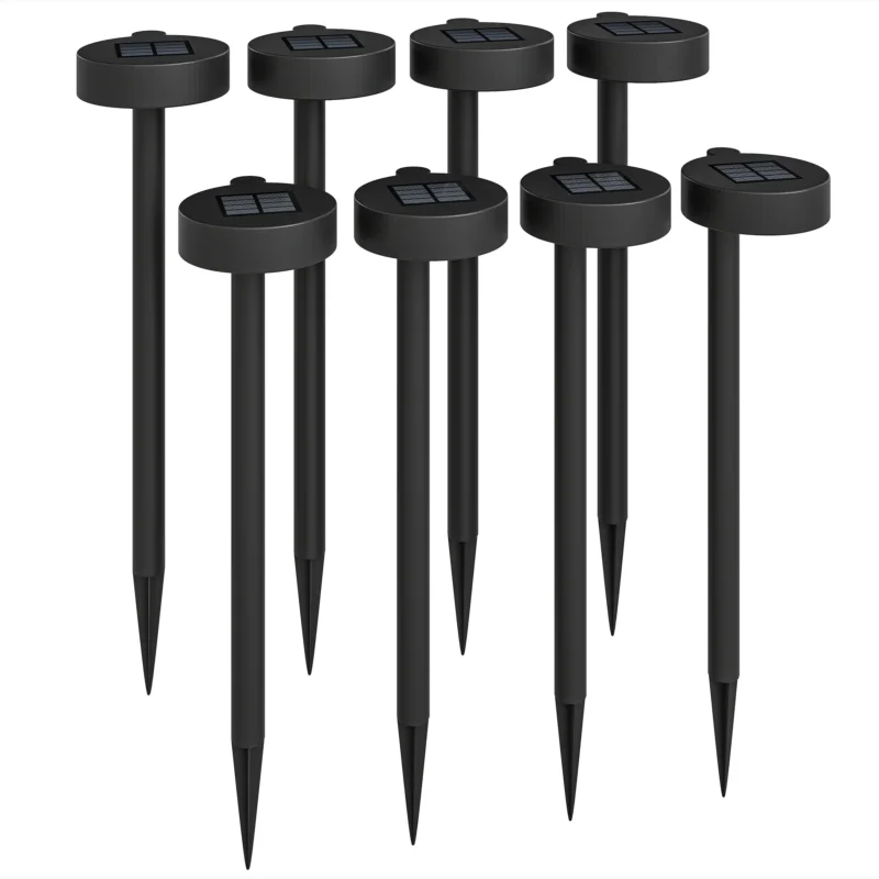 easycomfort easycomfort set 8 faretti da esterno a energia solare con illuminazione led a 3000k in pp ps e abs 12x10x46 cm nero