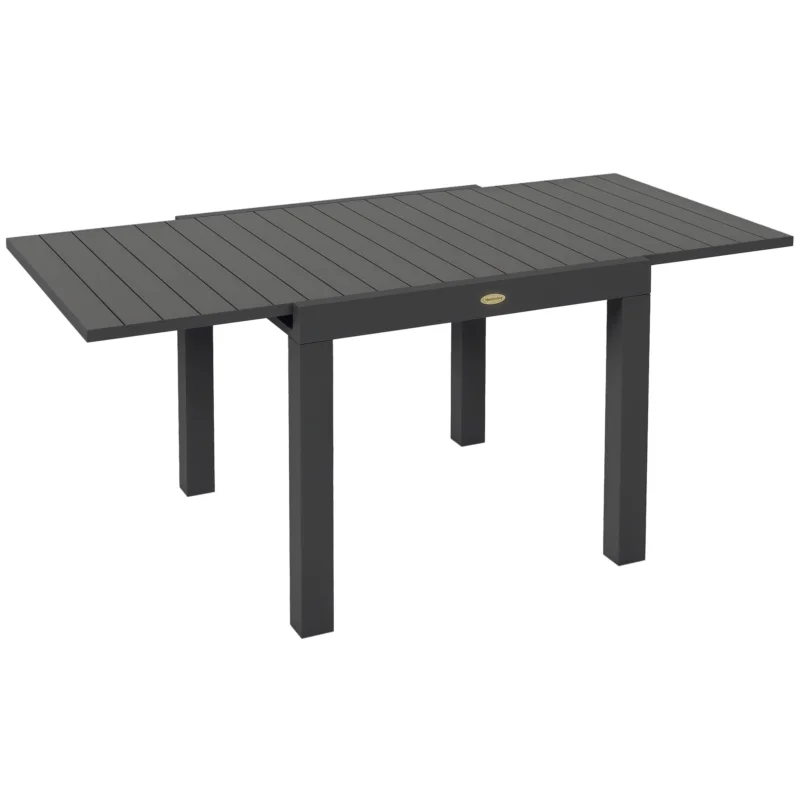 easycomfort easycomfort tavolo da giardino allungabile per 4 6 persone con piano a doghe in alluminio 81162x80x75 cm grigio