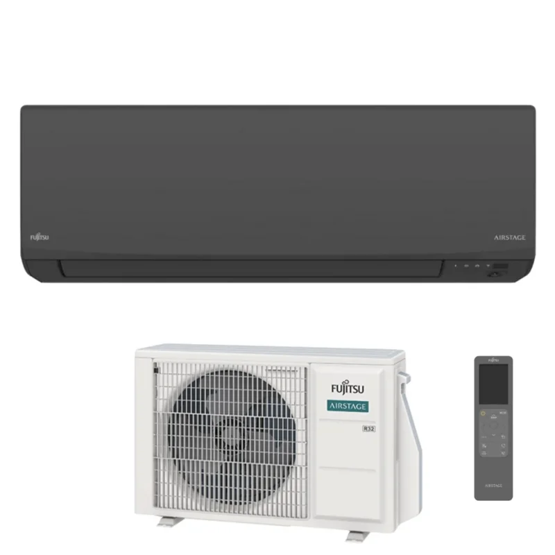 fujitsu condizionatore fujitsu kj black 14000 btu aseh14kjcalb r 32 wi fi integrato