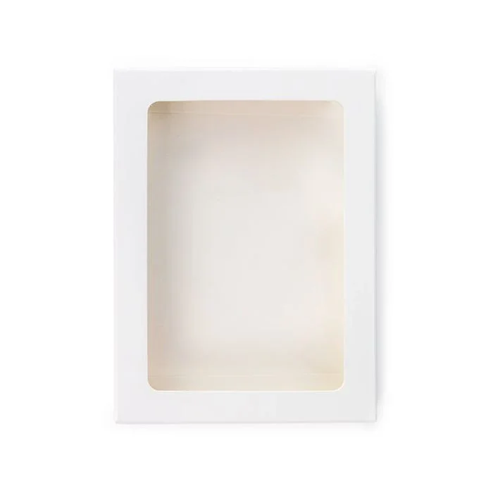 White Gift Boxes Window Box w/ attached window 10.2x2.1x13.8 cm