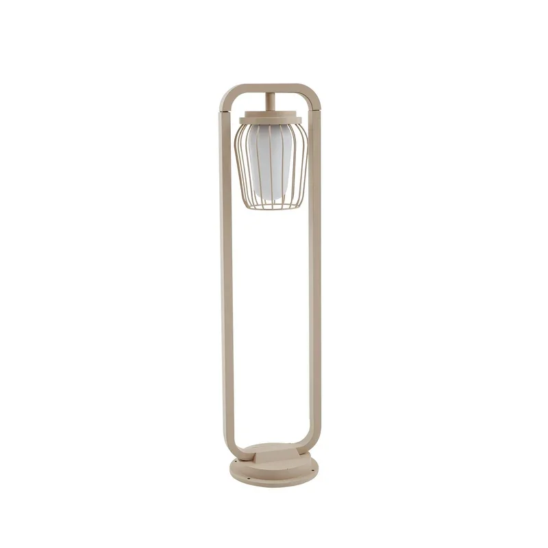 Lucande Wegeleuchte Chandan 90 cm beige Metall IP54 dimmbar E27 Leuchtmittel - 4251911799729