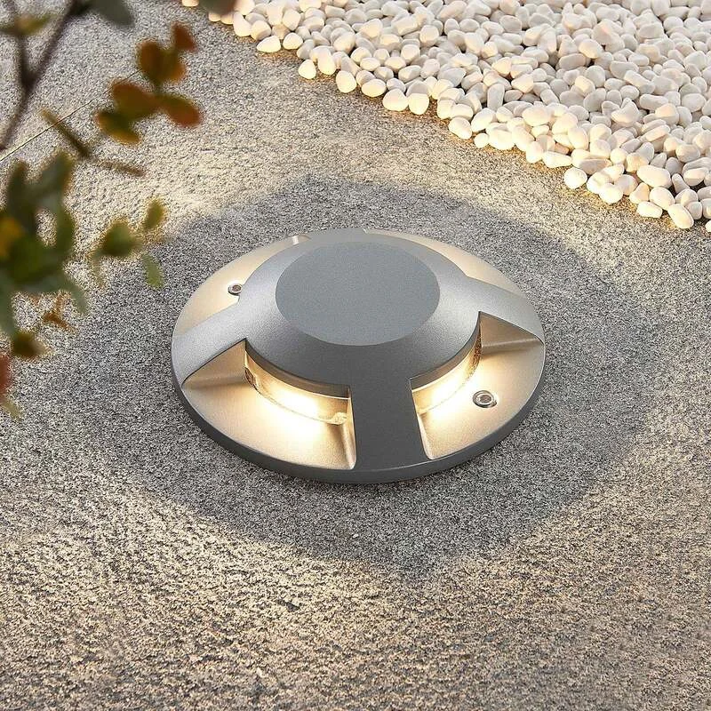 Lucande LED-Bodenstrahler Jeffrey Gartenleuchte silber 4 Lichtaustritte IP67 - 4251096569599