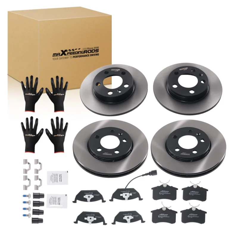 Neu 4x Bremsscheiben + 8x Bremsbeläge kompatibel für Skoda Fabia I Fabia II Roomster kompatibel für VW Polo 9N