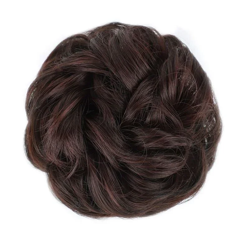 Messy Bun Haargummi mit lockigem Kunsthaar – Nr. 33 Dunkelbraun mit rotem Schimmer – Haaraccessoires | Fashiongirl