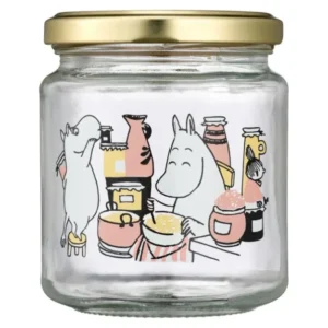 Glas mit Schraubdeckel Moomin 0,3 L von Muurla, luftdicht verschließbar, mit Moomin-Motiv, inkl. Stickeretiketten, spülmaschinenfest