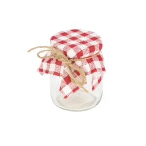 Pot en verre style guinguette vichy rouge et blanc