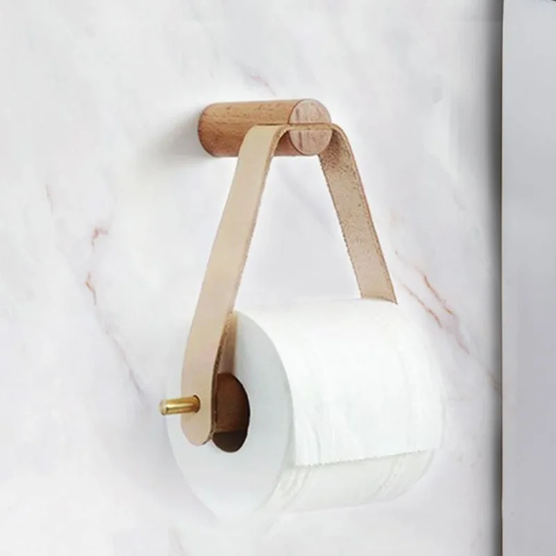 Hochwertiger Toilettenpapierhalter | Eiche & Kunstleder | Minimalistisches Badezimmerdesign