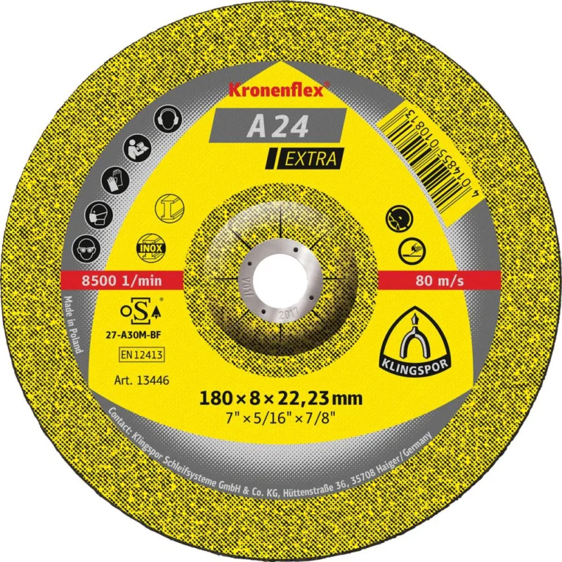 Produktbild von Klingspor Schruppscheibe A24 Extra 180x8mm gekröpft 13446 4014855010813
