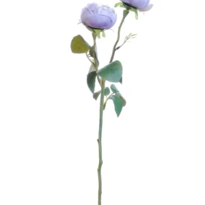 Roses artificielles bouquet de 2 fleurs pour décoration lilas sur tige