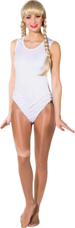 Ruffle bodysuit naadloos, wit Meisje van Orlob koop je bij Partywinkel