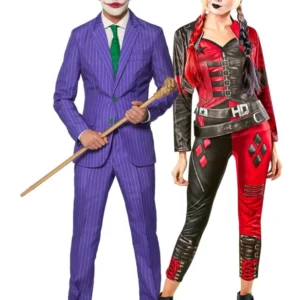Freches Harley Quinn™ und Joker™-Paarkostüm für Erwachsene bunt