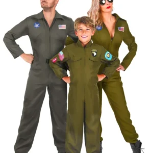 Dreier Gruppenkostüm Piloten grün