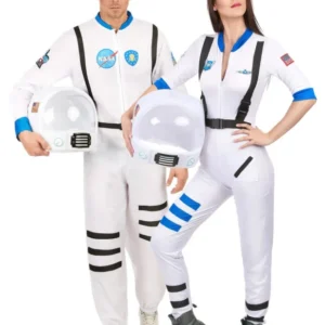 Astronauten Paarkostüm für Erwachsene Weltall weiss-blau