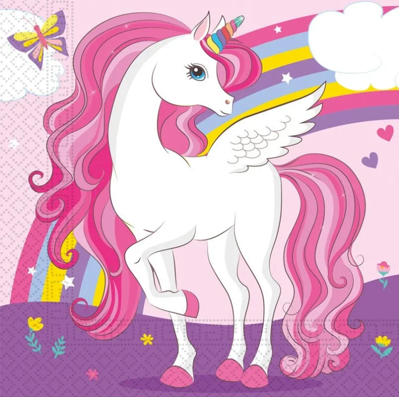 Unicorn Servetten Meerkleurig 33cm 20st van Procos koop je bij Partywinkel