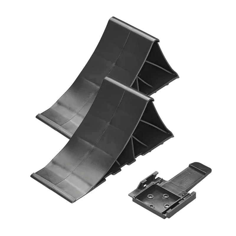 2x Unterlegkeile schwarz mit Halter Bremskeil bis 1600Kg Anhänger Wohnwagen Keil – Praktische Anhängersicherung!