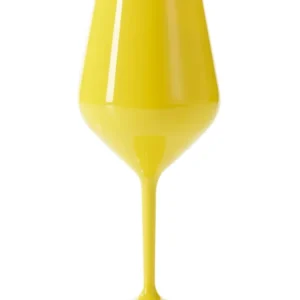 Gelbes Stiel-Weinglas aus Plastik 47 cl